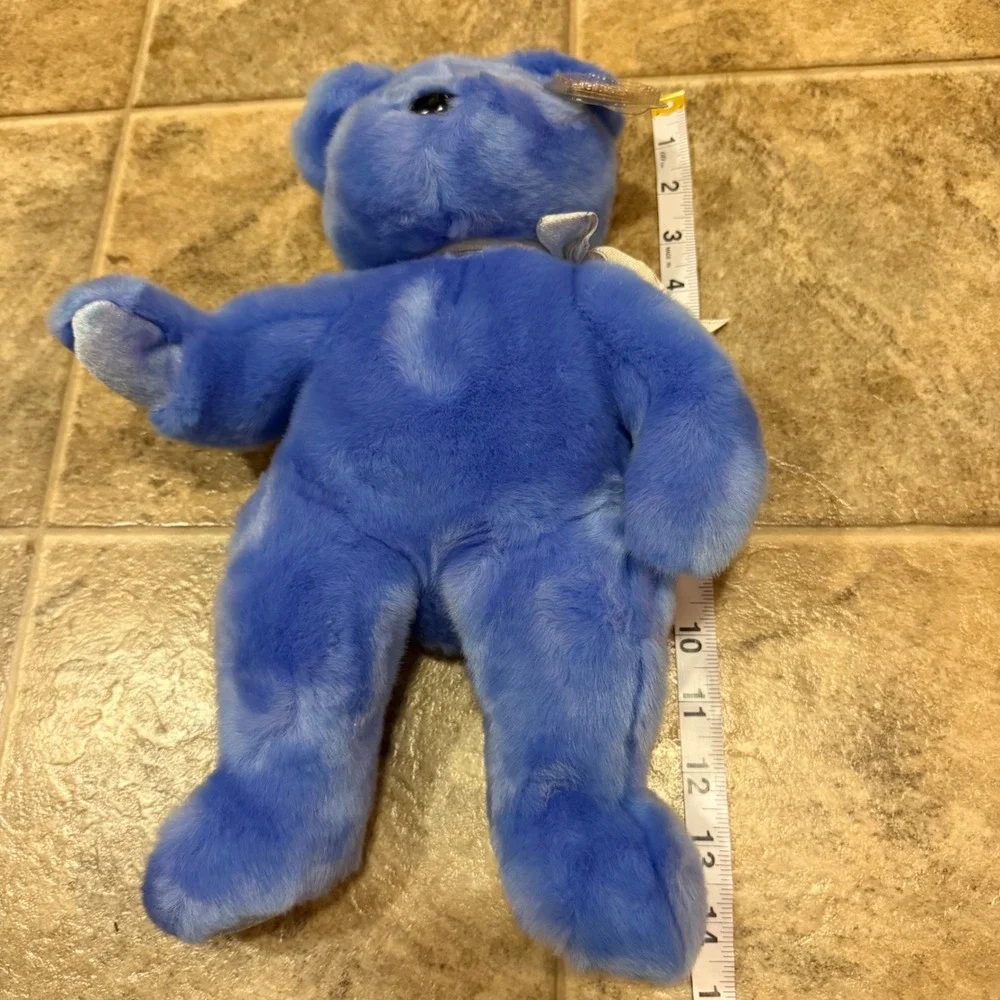 Ty Beanie Buddy Clubby II Blue Bear Plush Silver Ribbon 1999 14 inch 09991 VTG